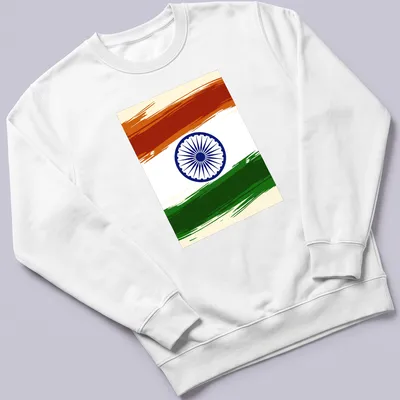 Doodle illustration of the India flag in orange, white, green, and blue — printed on a unisex sweatshirt