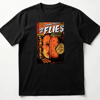 Grunge vintage t-shirt featuring a jar of flies and edgy text