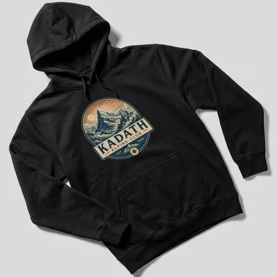 Vintage mountaineering emblem featuring mountains and club name in blue and cream — printed on a unisex hoodie