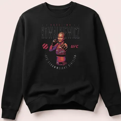 Bold graphic tee featuring Karolina Kowalkiewicz and UFC Strawweight Division text — printed on a unisex sweatshirt