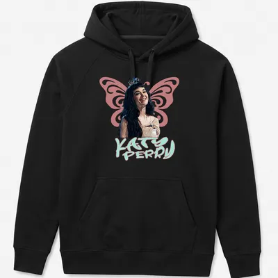 Retro-inspired Katy Perry shirt with bold text and colorful design. — printed on a unisex hoodie