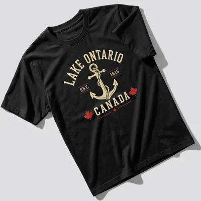 Retro vintage Lake Ontario T-shirt featuring an anchor graphic and bold text