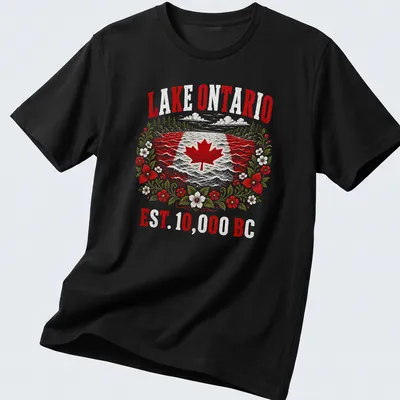 Vintage distressed Lake Ontario shirt with Canadian Maple Leaf Flag