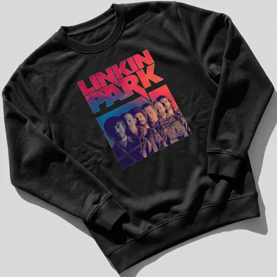 Vintage style Linkin Park band members t-shirt with red, blue, black, and white colors — printed on a unisex sweatshirt