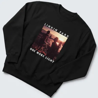 Silhouetted figures in water at sunset with Linkin Park text — printed on a unisex sweatshirt