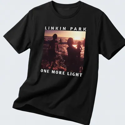 Silhouetted figures in water at sunset with Linkin Park text