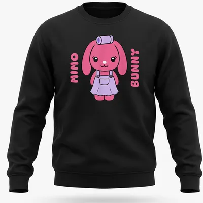 Kawaii style Mimo Bunny T-shirt with playful text and cheerful bunny graphic — printed on a unisex sweatshirt