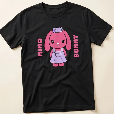 Kawaii style Mimo Bunny T-shirt with playful text and cheerful bunny graphic