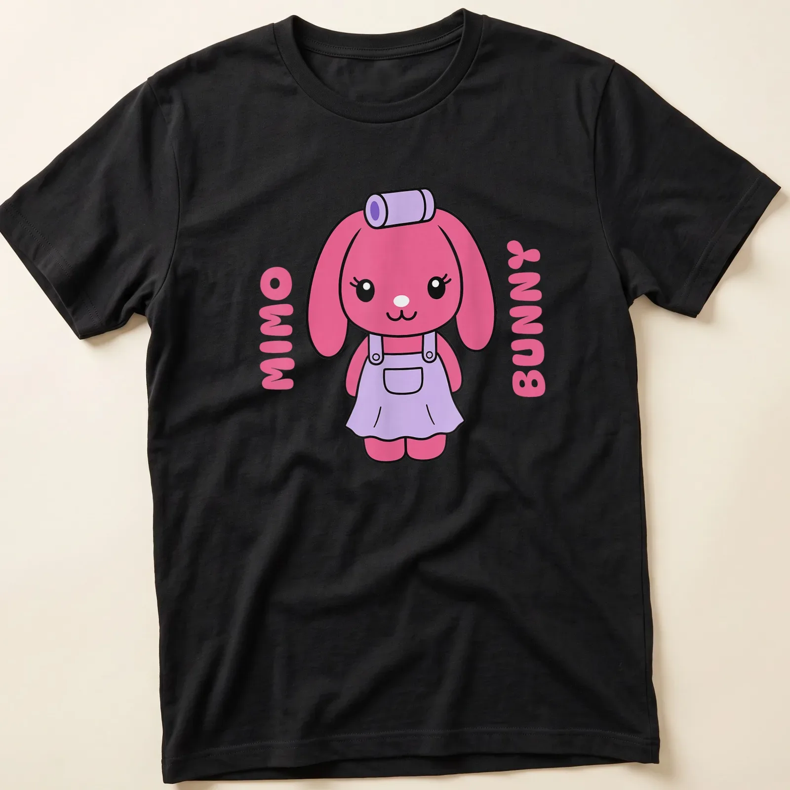 Kawaii style Mimo Bunny T-shirt with playful text and cheerful bunny graphic — printed on a unisex t-shirt