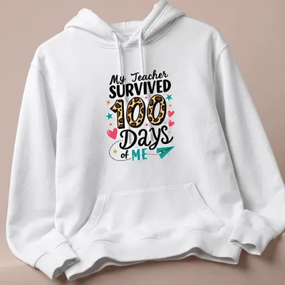Colorful playful design with leopard print and text celebrating teachers — printed on a unisex hoodie