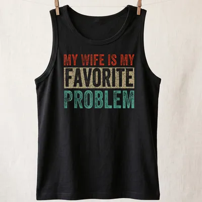 Vintage distressed t-shirt featuring a humorous quote about marriage — printed on a tank top