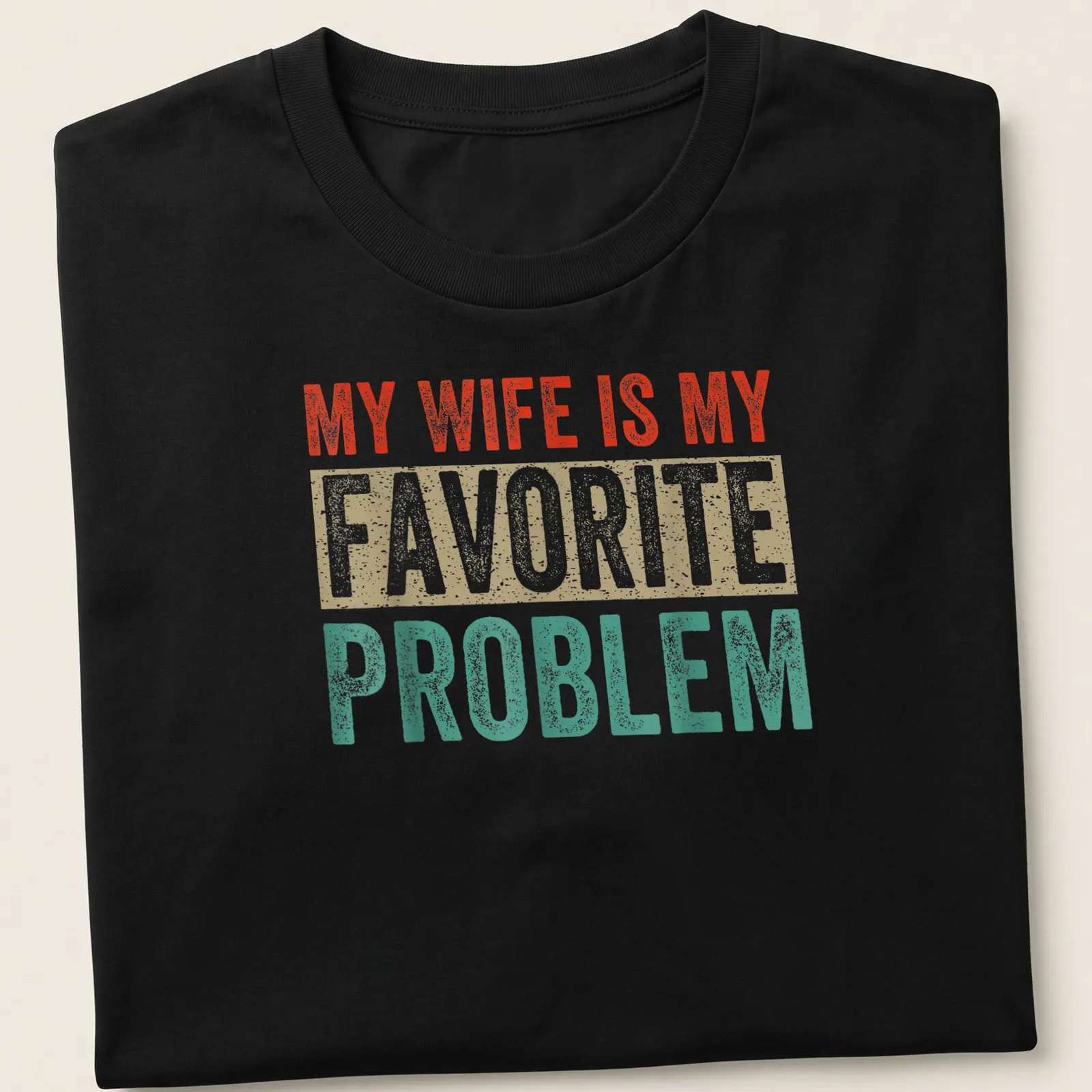 Vintage distressed t-shirt featuring a humorous quote about marriage — printed on a unisex t-shirt