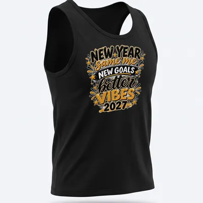 Bold typography shirt with inspiring New Year message for 2027 — printed on a tank top