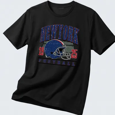 Vintage retro New York Football T-shirt featuring a classic helmet design