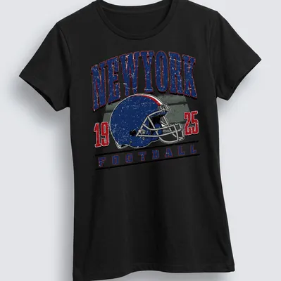 Vintage retro New York Football T-shirt featuring a classic helmet design — printed on a women's shirt
