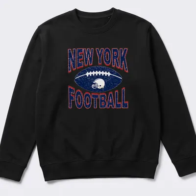 Retro distressed New York Football t-shirt featuring bold lettering and American football graphic — printed on a unisex sweatshirt