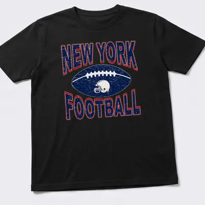 Retro distressed New York Football t-shirt featuring bold lettering and American football graphic