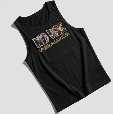 Collage design featuring No Use For A Name band text in bold colors — printed on a tank top
