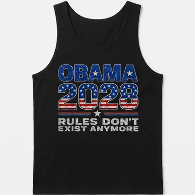 Vintage t-shirt featuring bold political statement about Obama 2028 — printed on a tank top