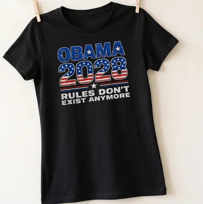 Vintage t-shirt featuring bold political statement about Obama 2028 — printed on a women's shirt