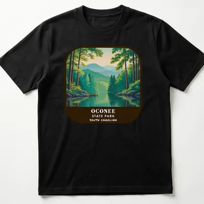 Vintage illustration of Oconee State Park Landscape with hills and trees