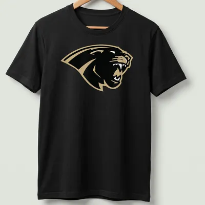 Bold panther logo in black and gold representing Amory Panthers