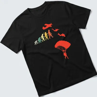 Colorful gradient parachuting evolution design featuring various jumpers