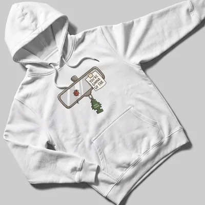 Cartoonish rearview mirror with a ladybug and the text You're Gonna Go Far — printed on a unisex hoodie