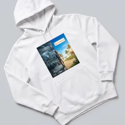 Realistic illustration of a man transitioning from corporate life to retirement with humorous text. — printed on a unisex hoodie