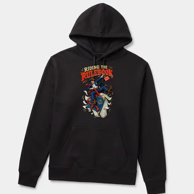 Vintage comic style shirt with a cowboy lawyer and humorous text — printed on a unisex hoodie