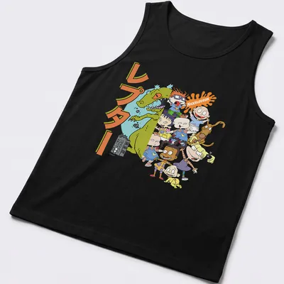 Cartoon print of Rugrats characters with レプタル NICKTOON text in bright colors — printed on a tank top