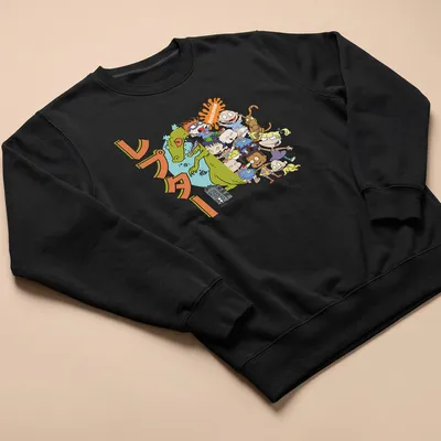 Cartoon print of Rugrats characters with レプタル NICKTOON text in bright colors — printed on a unisex sweatshirt