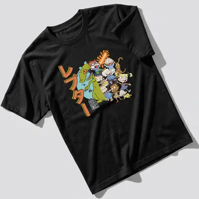 Cartoon print of Rugrats characters with レプタル NICKTOON text in bright colors