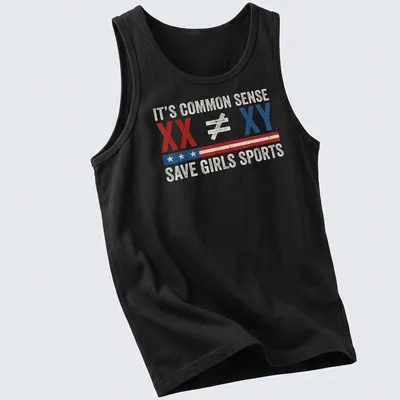Vintage distressed tee with bold text on gender equality in sports — printed on a tank top
