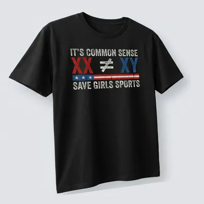 Vintage distressed tee with bold text on gender equality in sports — printed on a unisex t-shirt (angled view)