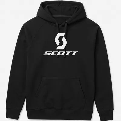 Minimalist Scott logo t-shirt in bold white typography — printed on a unisex hoodie