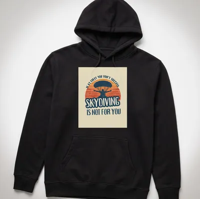 Vintage retro t-shirt featuring a humorous skydiving quote with a skydiver graphic — printed on a unisex hoodie