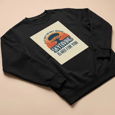 Vintage retro t-shirt featuring a humorous skydiving quote with a skydiver graphic — printed on a unisex sweatshirt