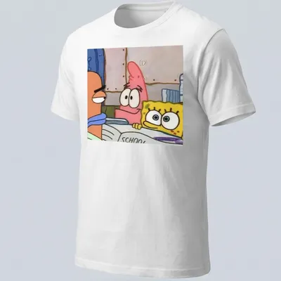 Cartoon design featuring Spongebob and Patrick with the word 'SCHOOL'