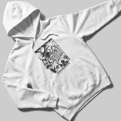 Vintage comic design featuring The Brain Bug from Starship Troopers in black and white — printed on a unisex hoodie