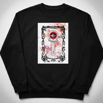 Illustrative compass design with the word Stay on a watercolor background in various colors — printed on a unisex sweatshirt