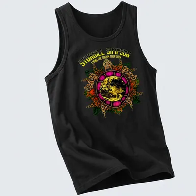 Vintage ornate Sturgill Simpson tour shirt featuring an Earth globe design — printed on a tank top