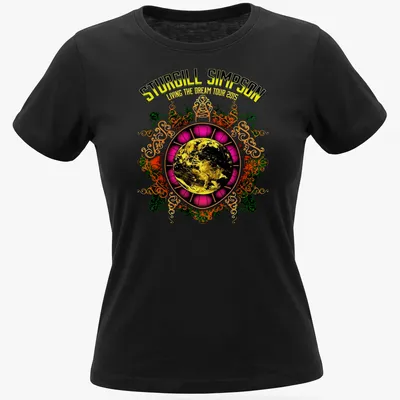 Vintage ornate Sturgill Simpson tour shirt featuring an Earth globe design — printed on a women's shirt