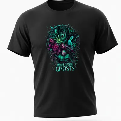 Vibrant graphic t-shirt featuring Thir13en Ghosts horror movie characters in a bold design.