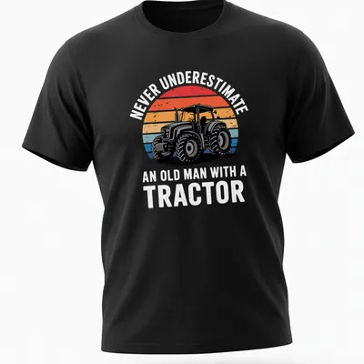 Retro distressed Tractor Driver shirt with colorful text and tractor graphic