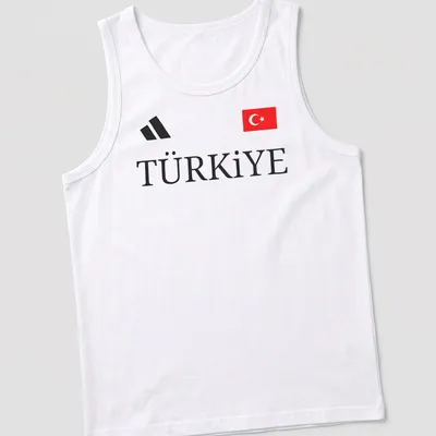 Modern Turkey t-shirt featuring stylish typography in black, red, and white — printed on a tank top