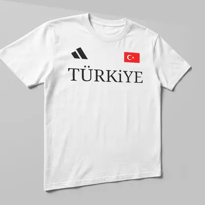 Modern Turkey t-shirt featuring stylish typography in black, red, and white — printed on a unisex t-shirt (angled view)