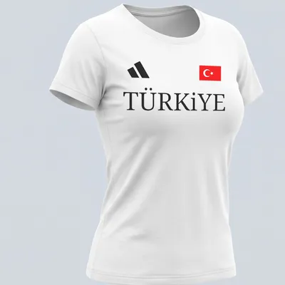 Modern Turkey t-shirt featuring stylish typography in black, red, and white — printed on a women's shirt
