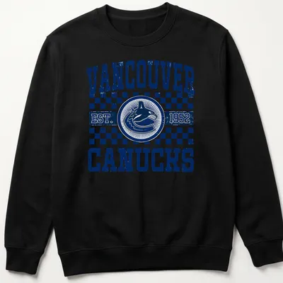 Vintage distressed Vancouver Canucks T-shirt with bold lettering — printed on a unisex sweatshirt