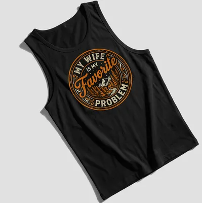 Vintage mountain landscape shirt with playful quote about marriage. — printed on a tank top